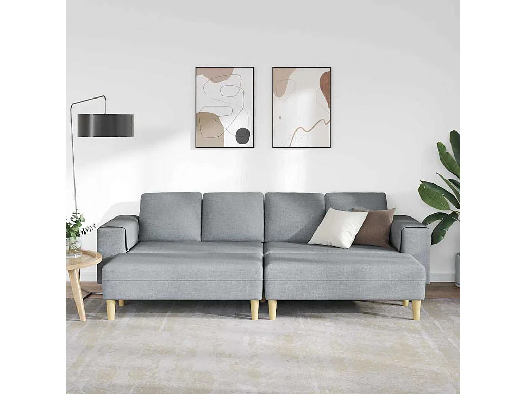 Set di divani 3 pezzi in tessuto grigio chiaro