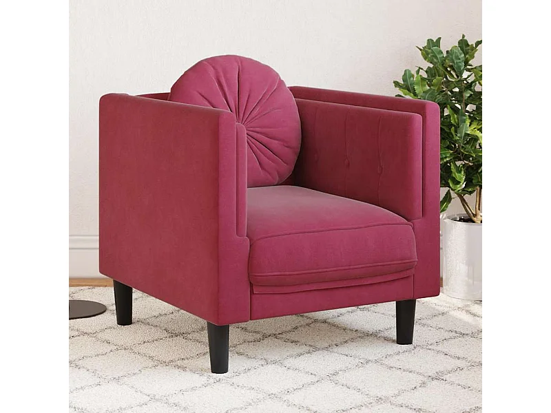 Fauteuil met bordeauxrood fluwelen kussen