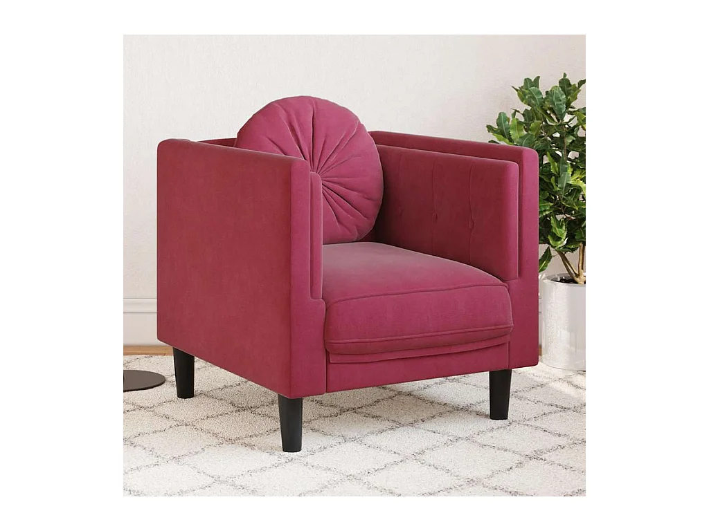 Poltrona con cuscino in velluto rosso bordeaux