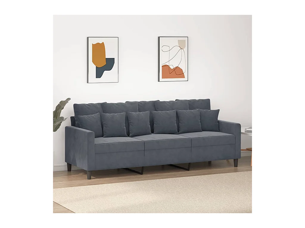 Sofá 3 plazas Gris oscuro 180 cm Terciopelo