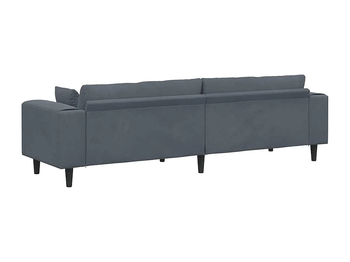 Divano in velluto con cuscino Grigio scuro 208 cm Velluto