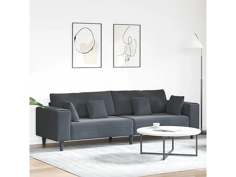 Canapé en velours avec coussin Gris foncé 208 cm Velours