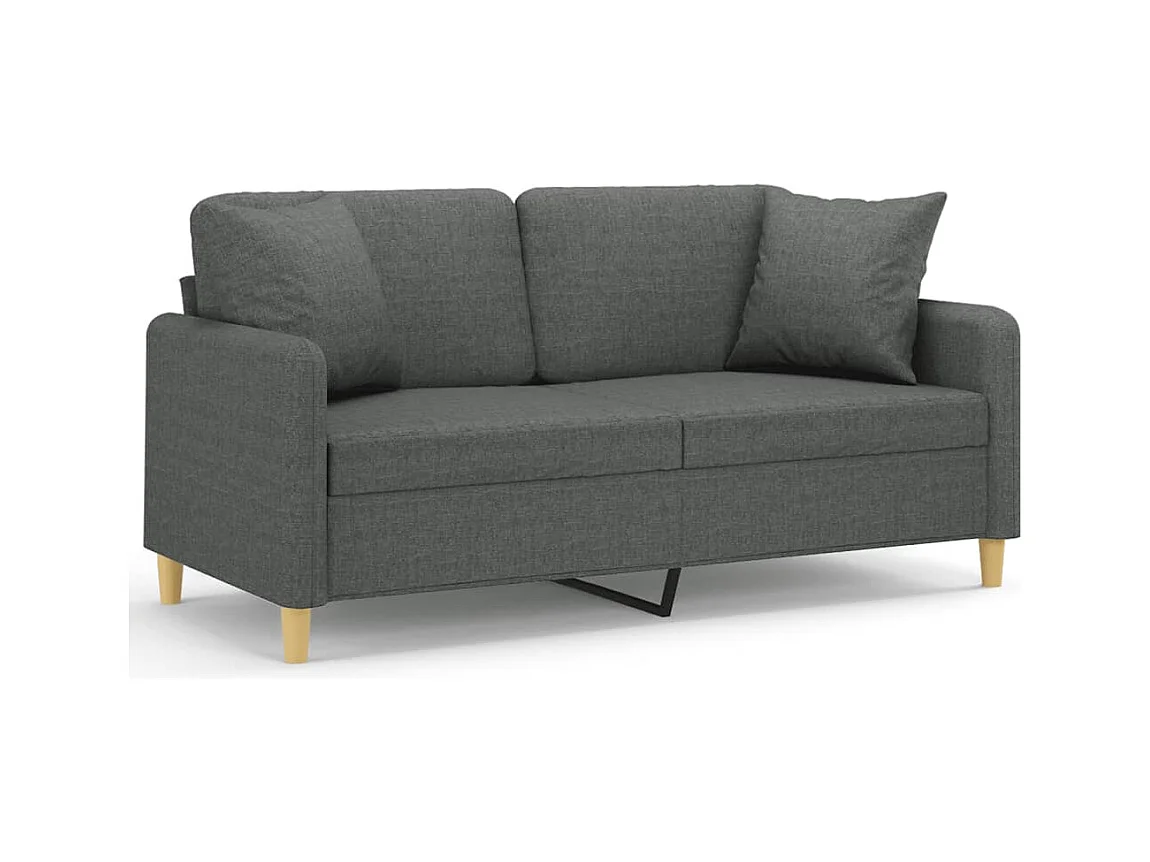 Sofá de 2 plazas con cojines gris oscuro de tela de 140 cm