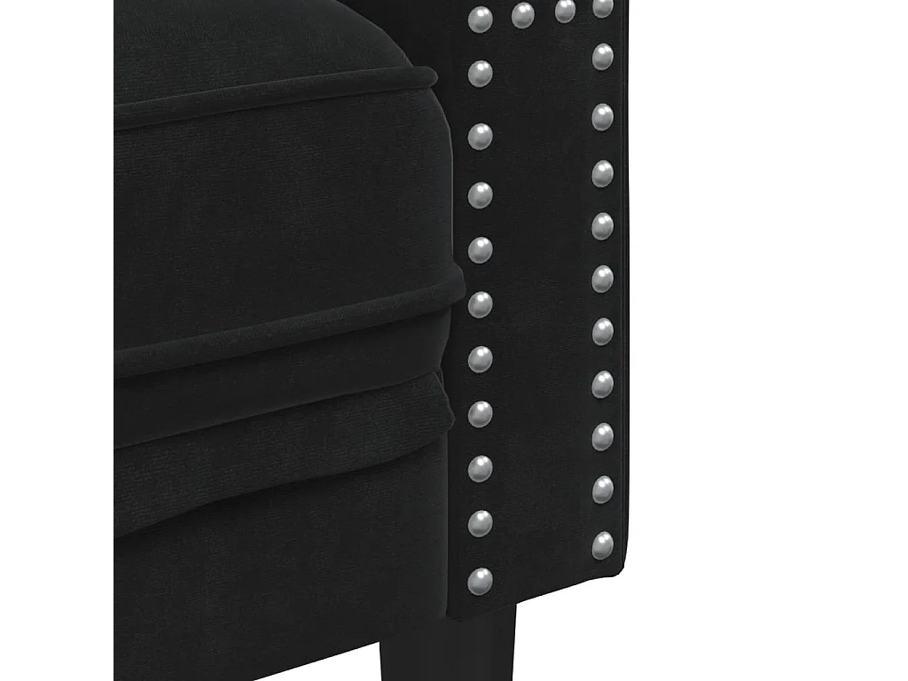 Conjunto de sofá Chesterfield y cojines de terciopelo negro (2 piezas)