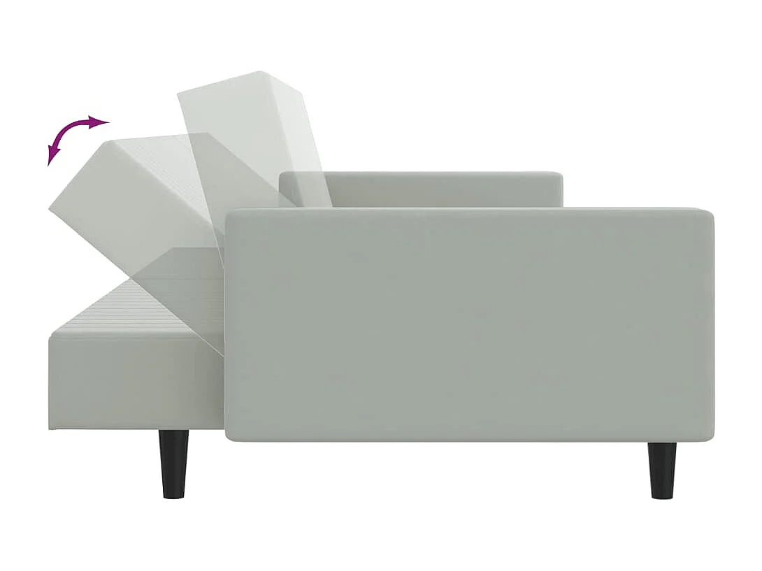 Conjunto de sofá de 2 piezas de terciopelo gris claro