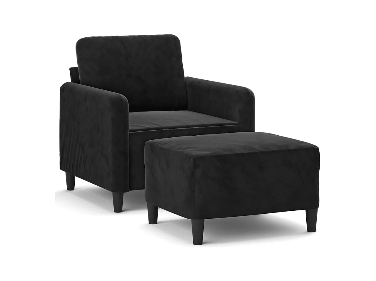 Sillón con reposapiés Terciopelo Negro 60 cm