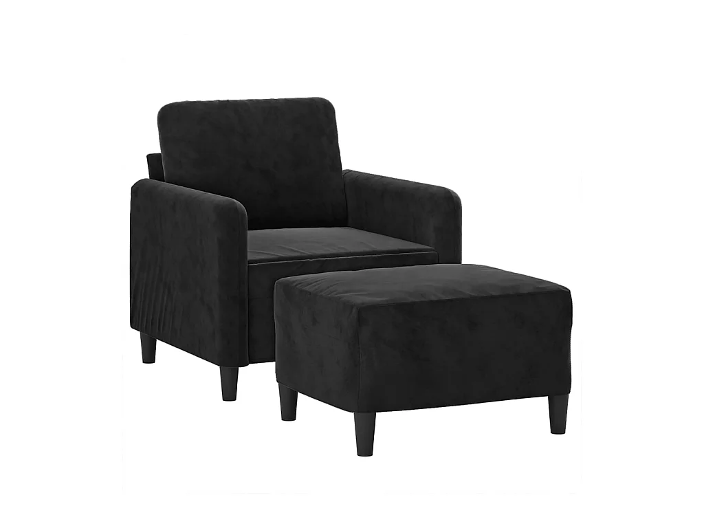 Sillón con reposapiés Terciopelo Negro 60 cm