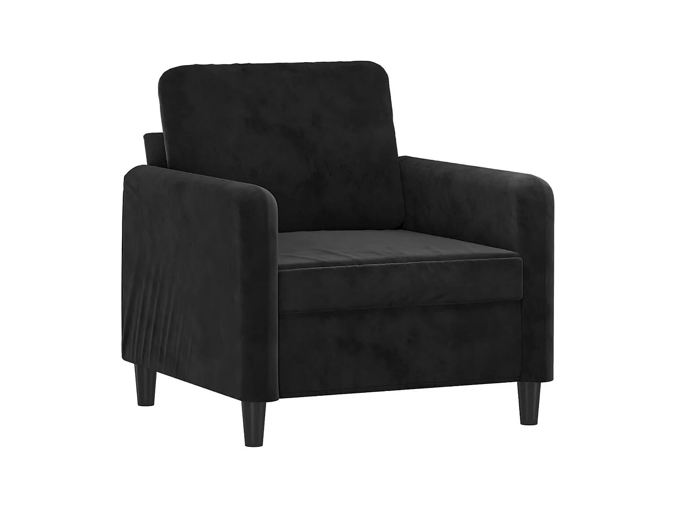 Sillón con reposapiés Terciopelo Negro 60 cm