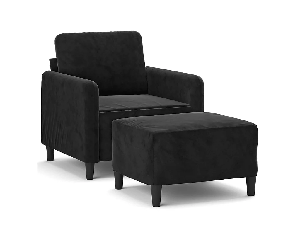 Fauteuil avec repose-pied Noir 60 cm Velours