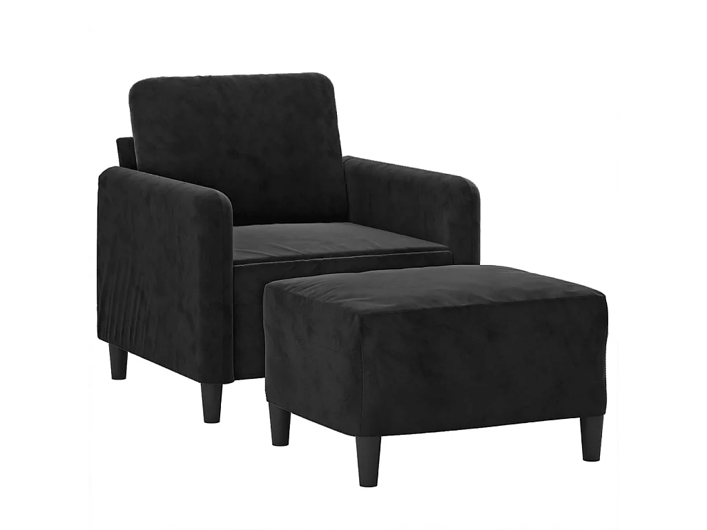 Fauteuil avec repose-pied Noir 60 cm Velours