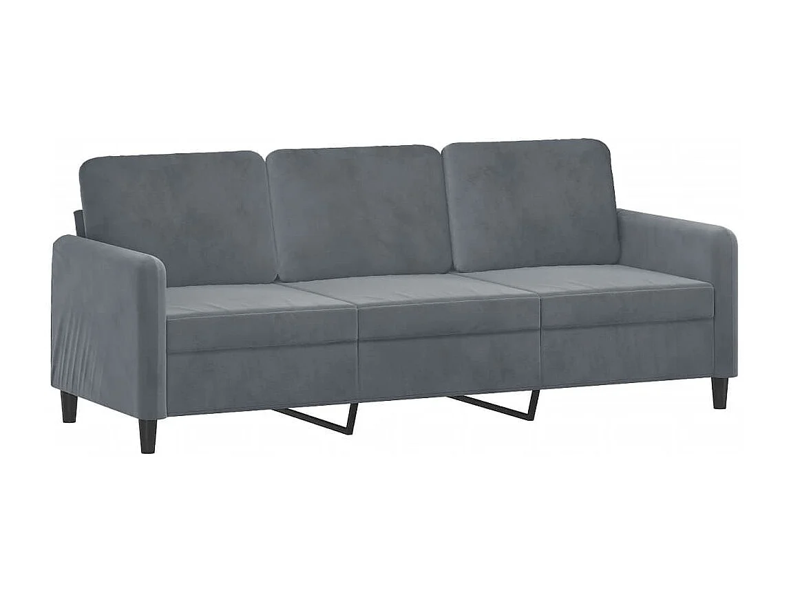 3-Sitzer-Sofa mit Fußhocker Dunkelgrau 180 cm Samt