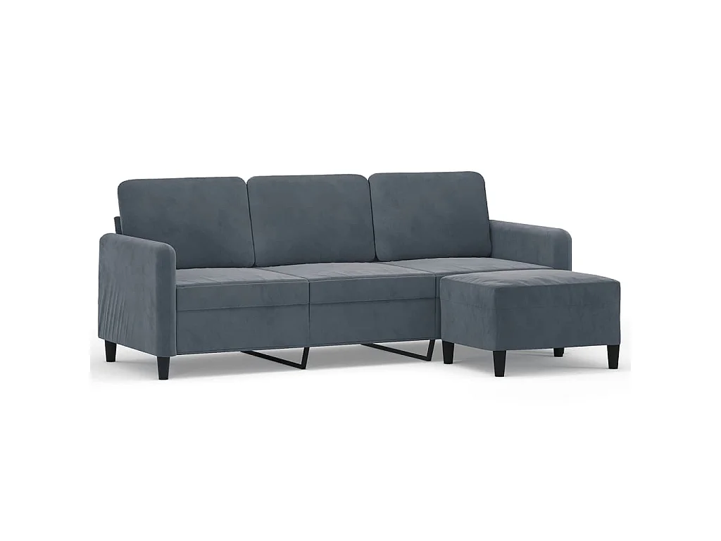 3-Sitzer-Sofa mit Fußhocker Dunkelgrau 180 cm Samt
