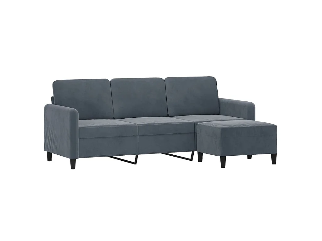 3-Sitzer-Sofa mit Fußhocker Dunkelgrau 180 cm Samt