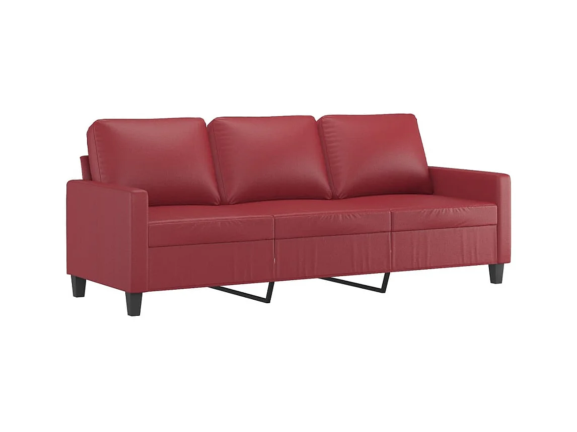 3-Sitzer-Sofa mit Fußstütze Burgunderrot 180 cm Kunstleder