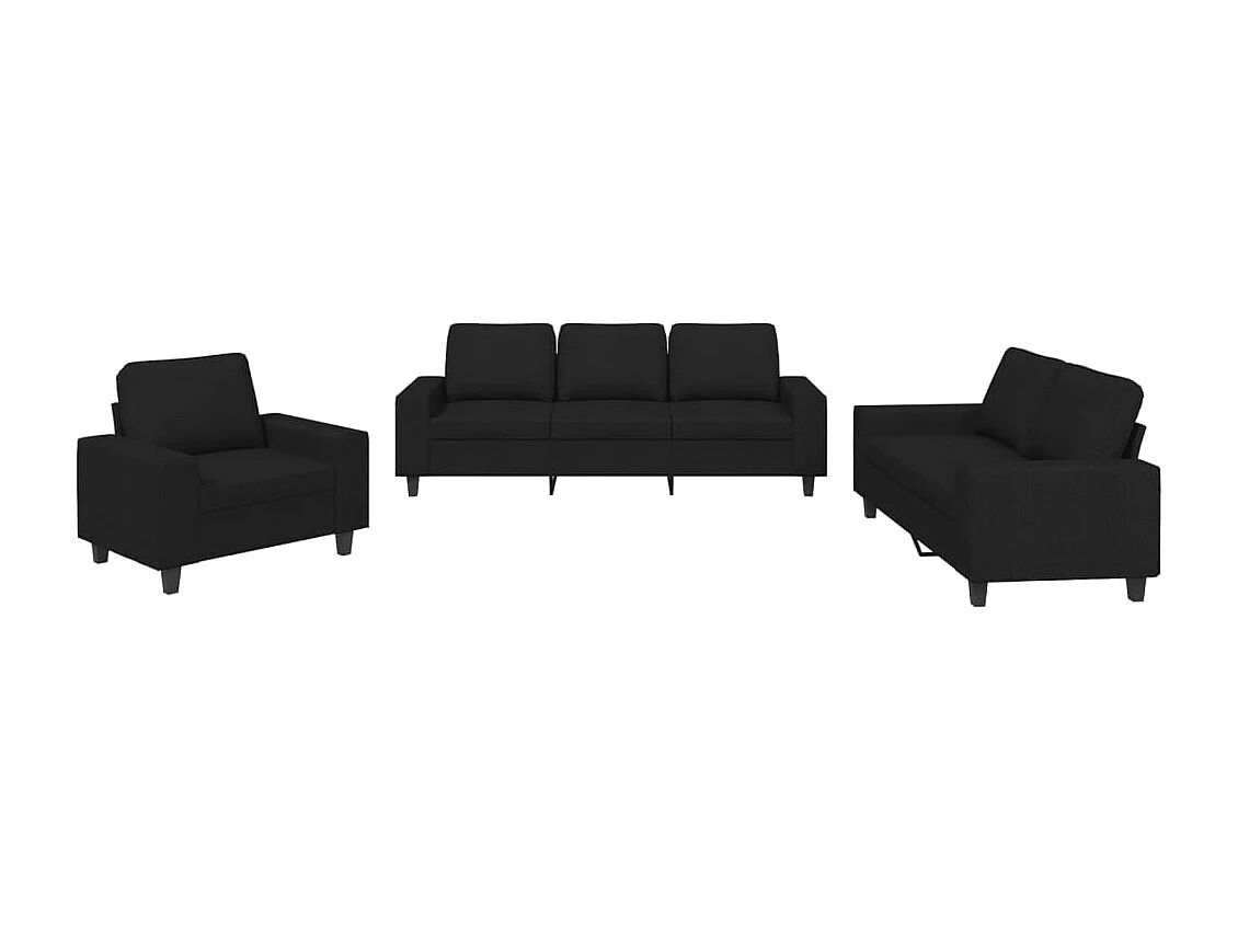Conjunto de sofá de 3 piezas de tela negra