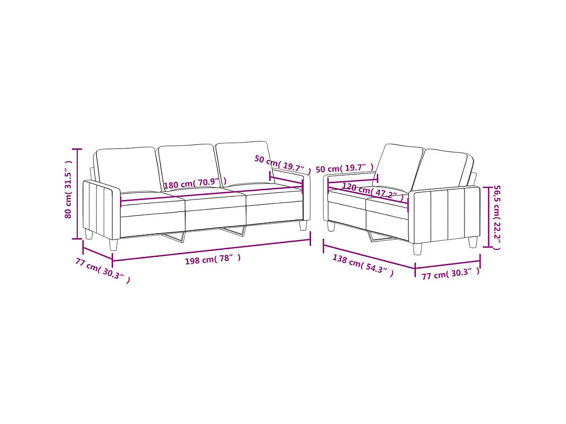 Conjunto de sofá de 2 piezas con cojines de piel sintética color crema