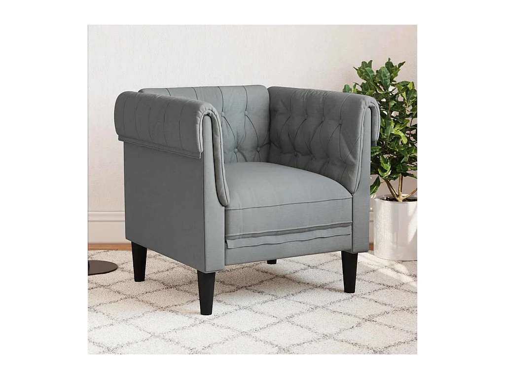 Chesterfield fauteuil in lichtgrijze stof