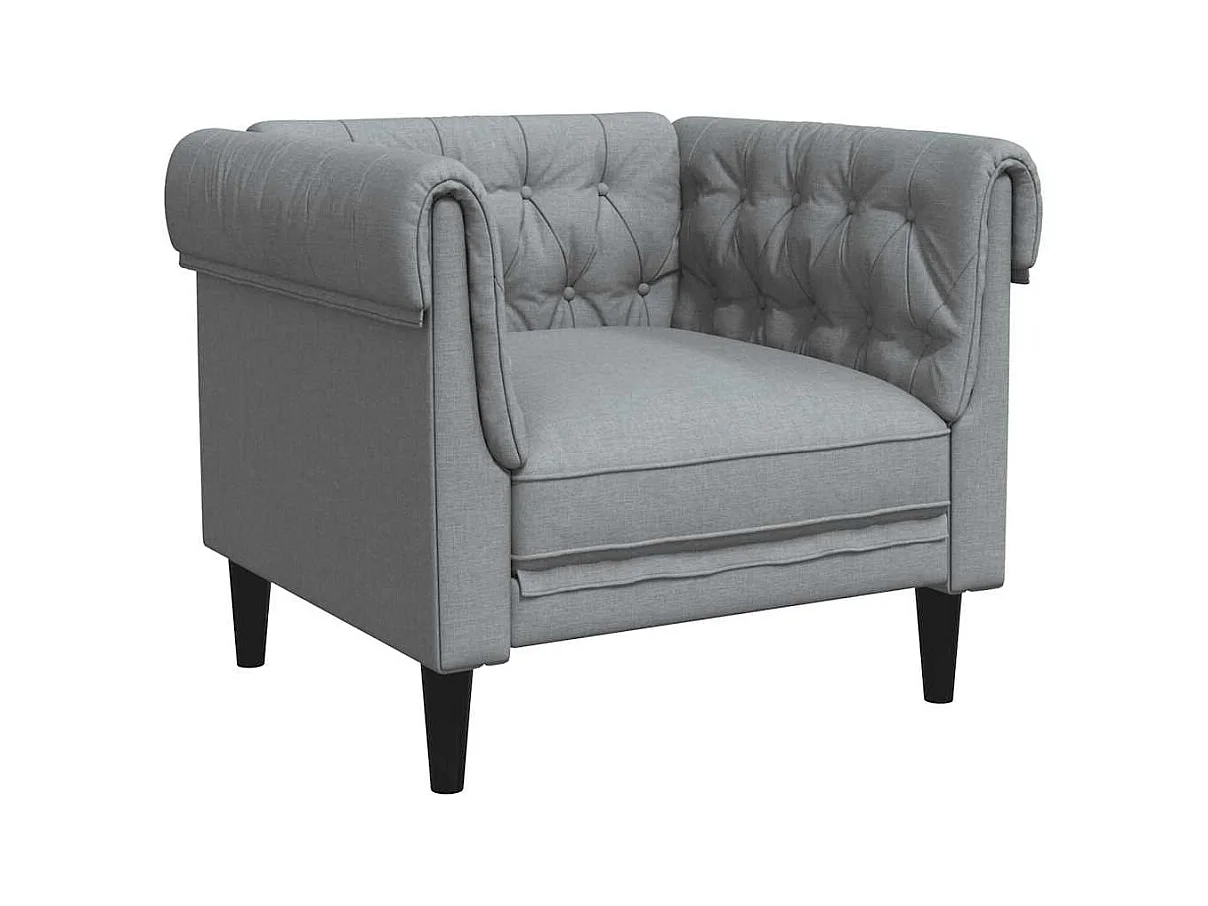 Chesterfield fauteuil in lichtgrijze stof