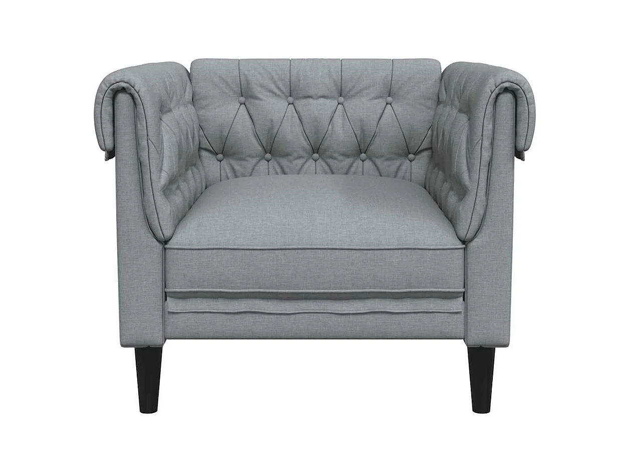 Chesterfield fauteuil in lichtgrijze stof