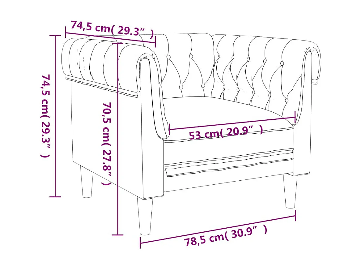 Chesterfield fauteuil in lichtgrijze stof