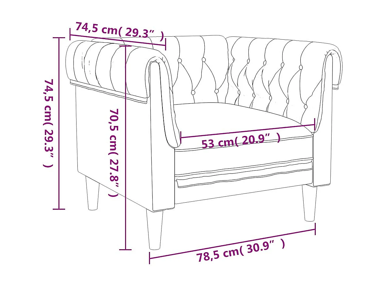 Chesterfield fauteuil in lichtgrijze stof