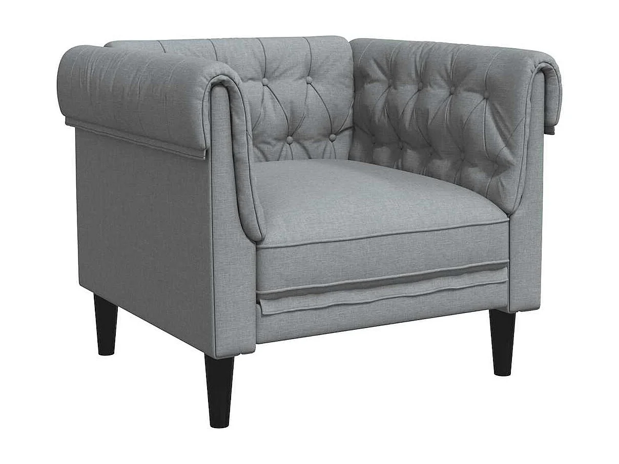 Sillón Chesterfield en tela gris claro