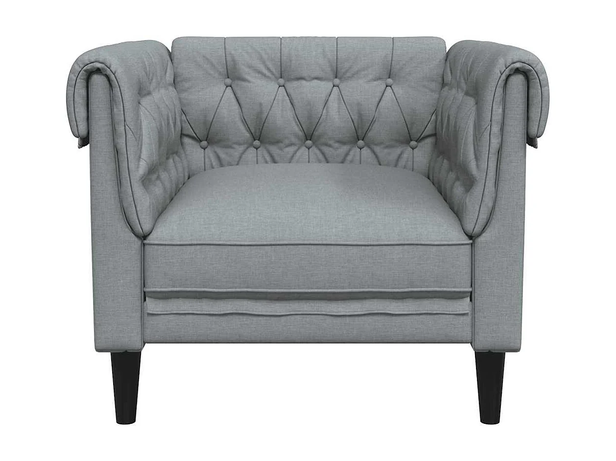 Sillón Chesterfield en tela gris claro
