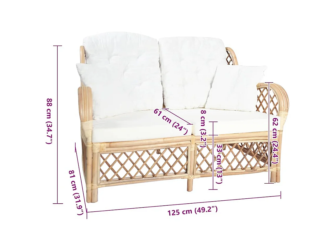 Canapé à 2 places Rotin