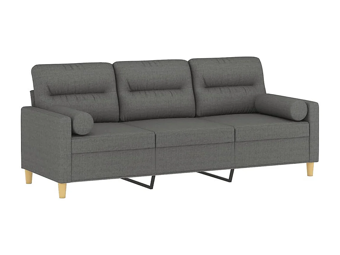 3-zitsbank met donkergrijze kussens 180 cm stof