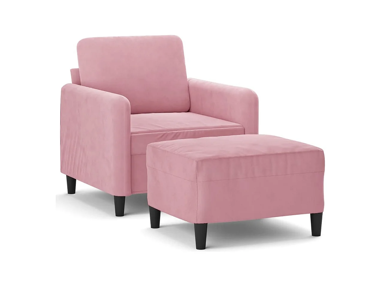 Fauteuil met voetenbankje Roze 60 cm Fluweel