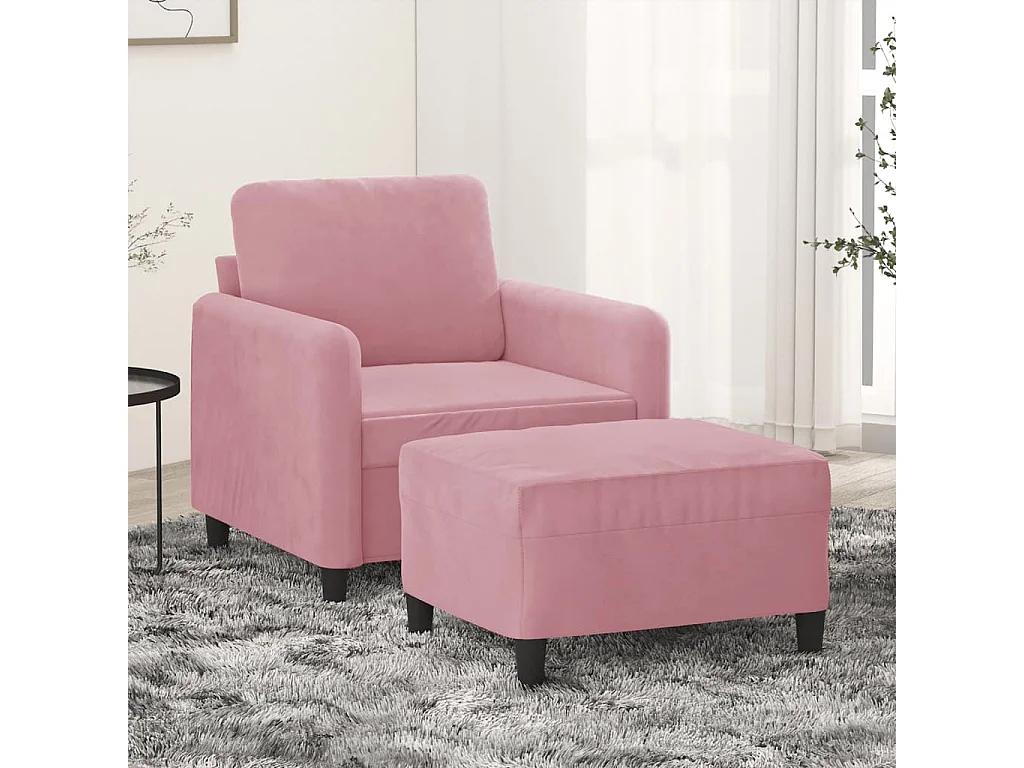 Sillón con reposapiés Terciopelo Rosa 60 cm