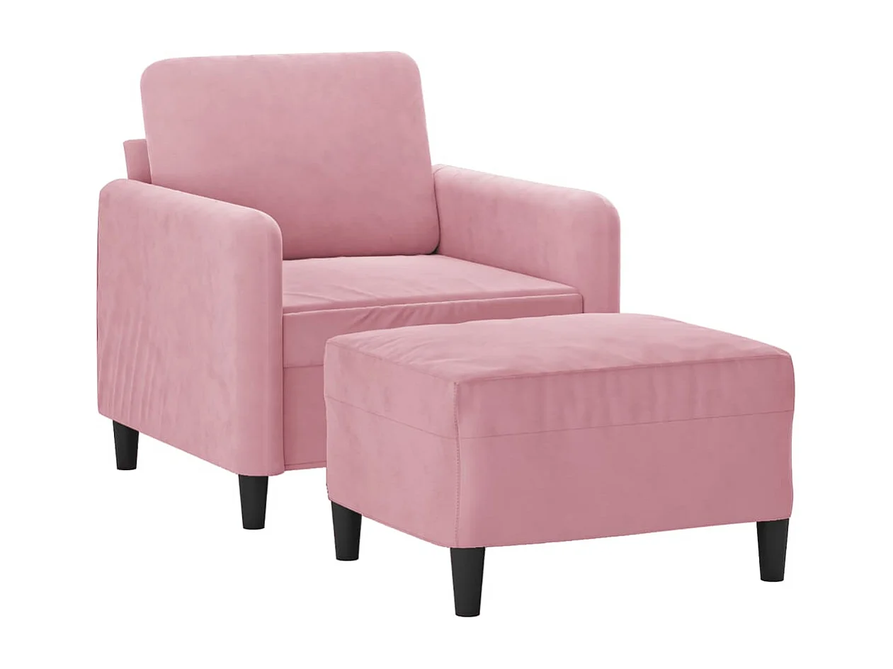 Sillón con reposapiés Terciopelo Rosa 60 cm
