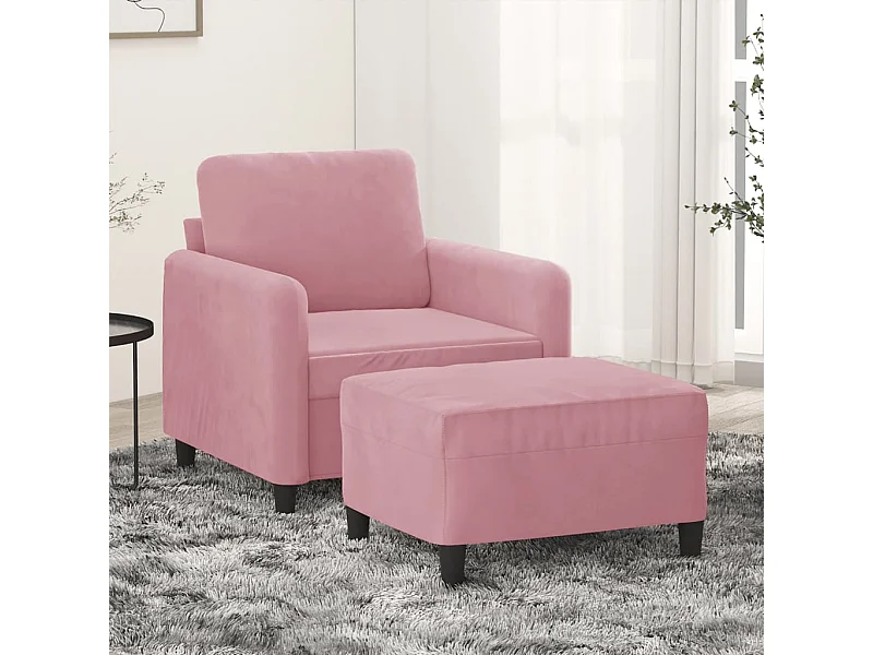 Sillón con reposapiés Terciopelo Rosa 60 cm