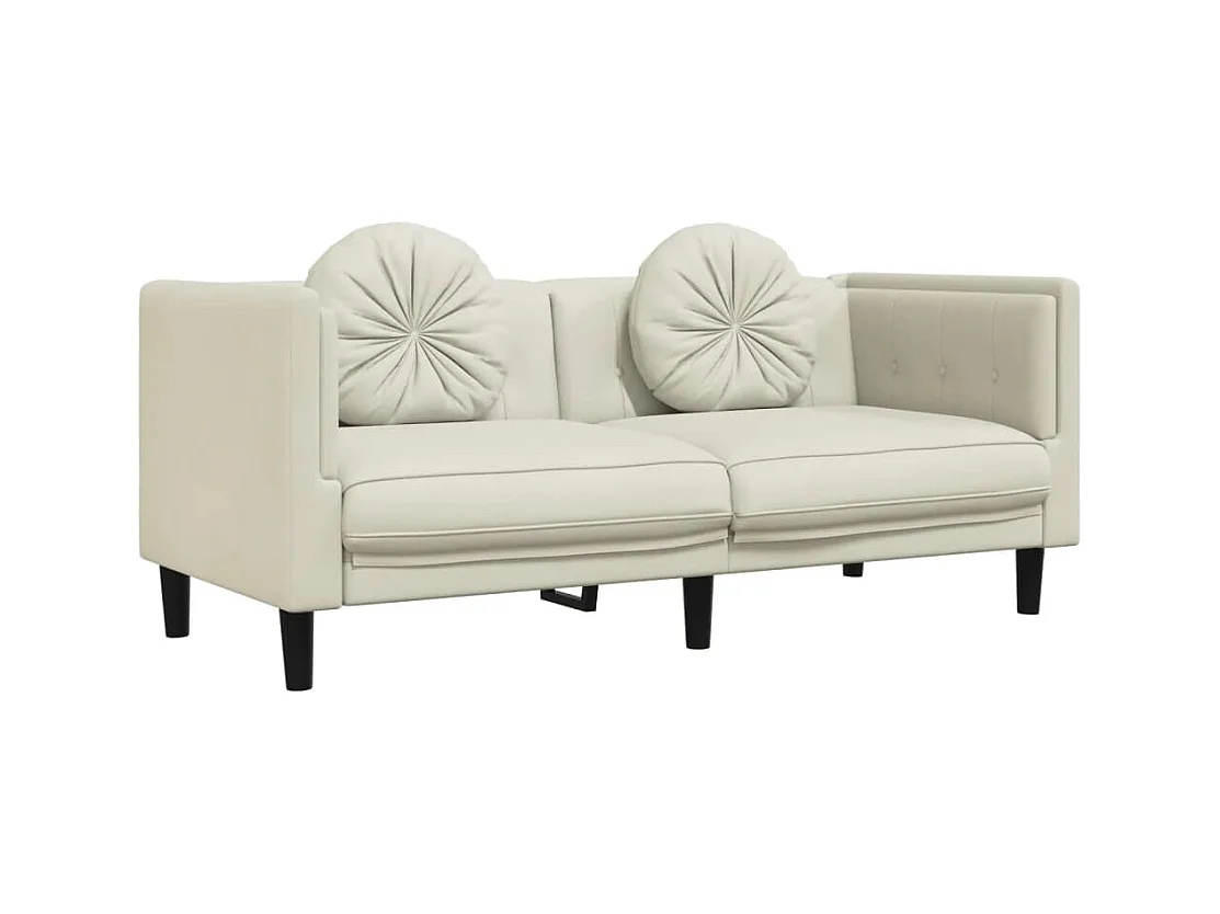 Conjunto de sofá de 3 piezas con cojines de terciopelo color crema