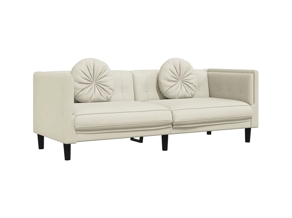 Conjunto de sofá de 3 piezas con cojines de terciopelo color crema