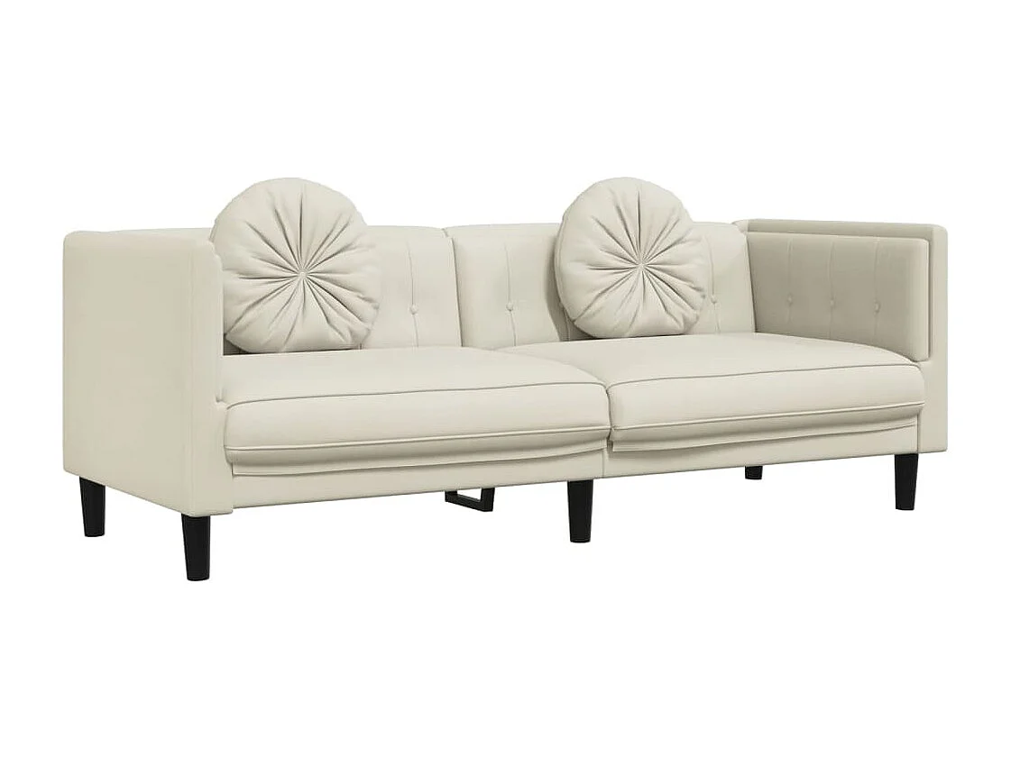 Conjunto de sofá de 3 piezas con cojines de terciopelo color crema