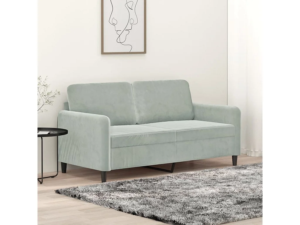 Canapé à 2 places Gris clair 140 cm Velours