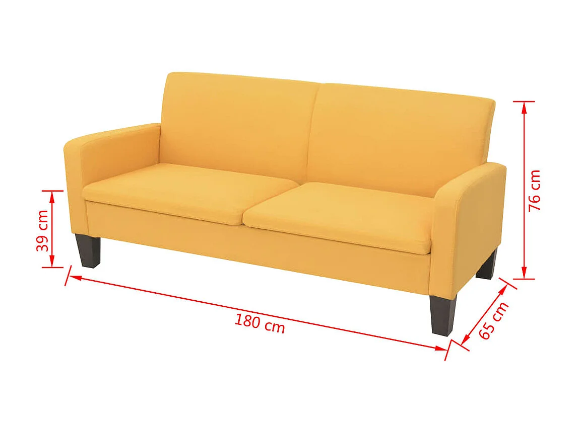 Sofá 3 plazas 180 x 65 x 76 cm Amarillo