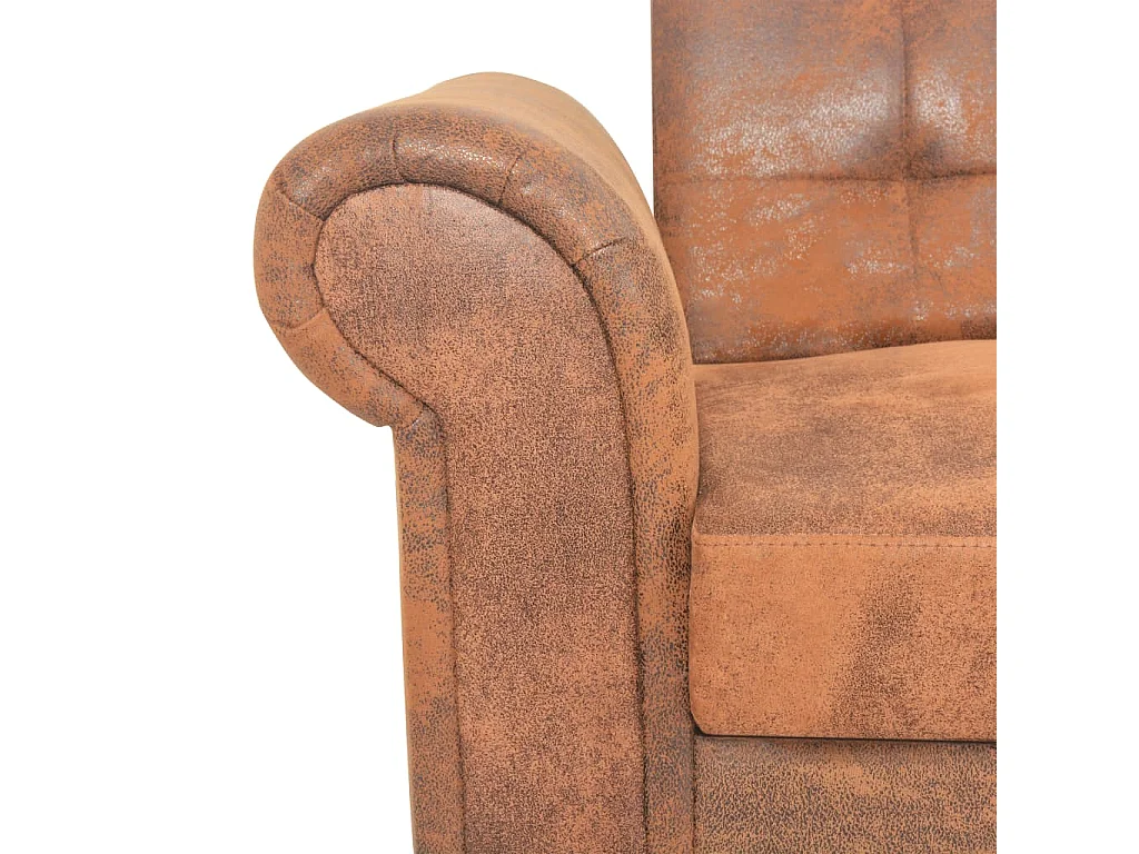 2-Sitzer-Schlafsofa mit Armlehne aus braunem Kunstwildleder