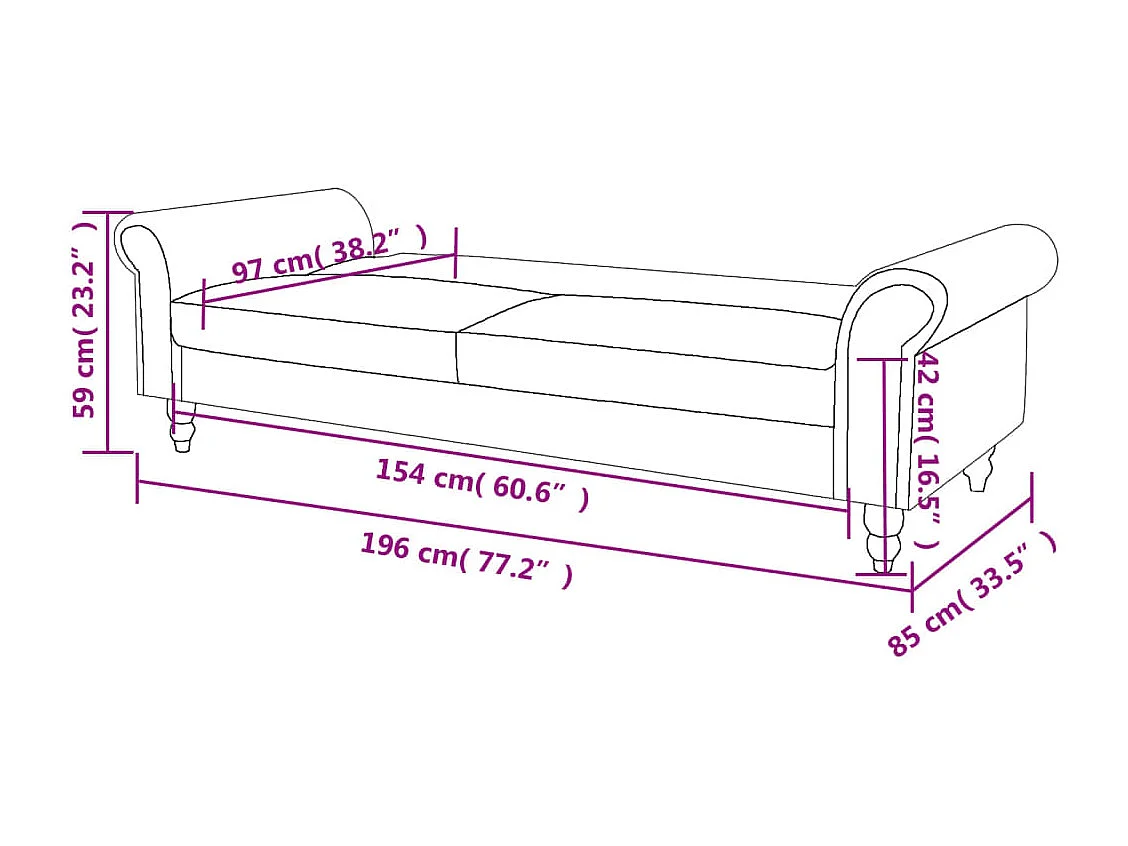 2-Sitzer-Schlafsofa mit Armlehne aus braunem Kunstwildleder