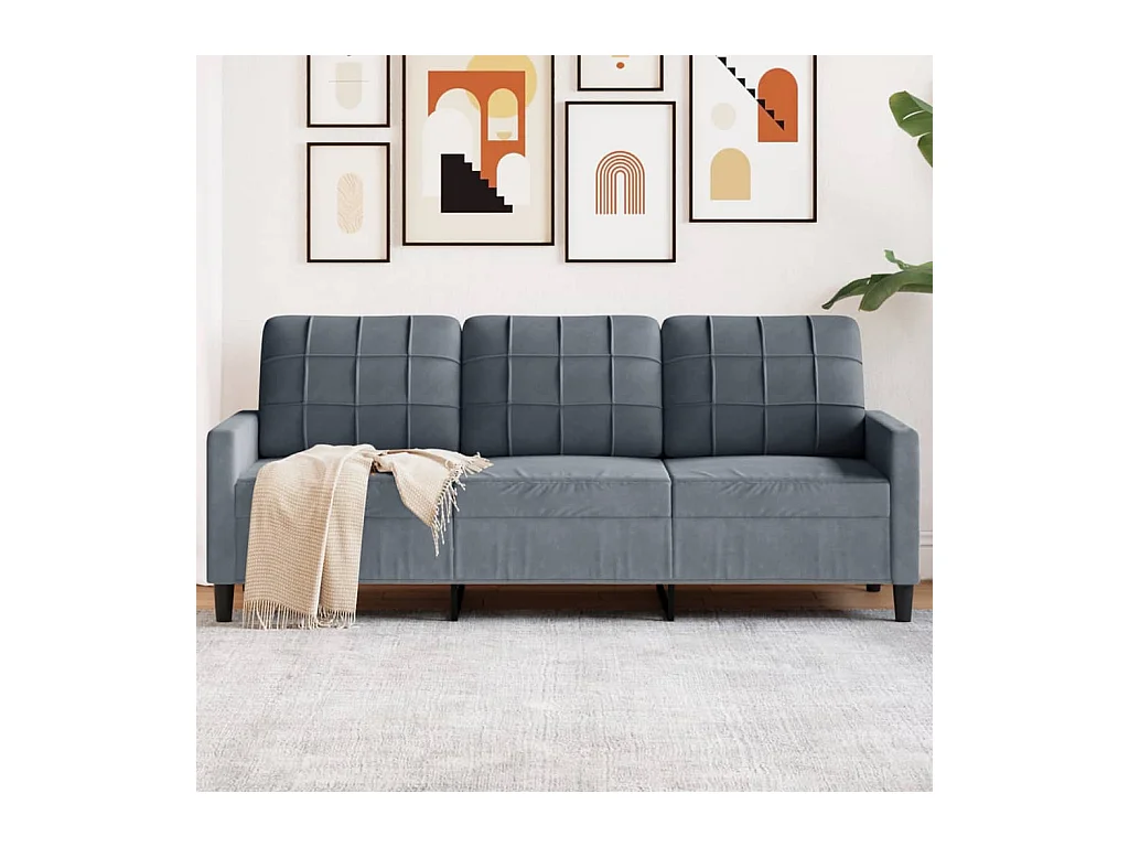 Sofá 3 plazas Gris oscuro 180 cm Terciopelo