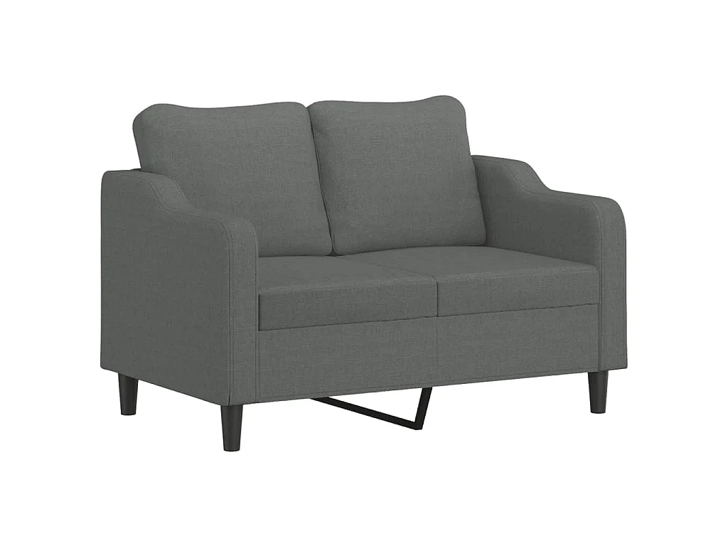 2-teiliges Sofaset mit Kissen, dunkelgrauer Stoff