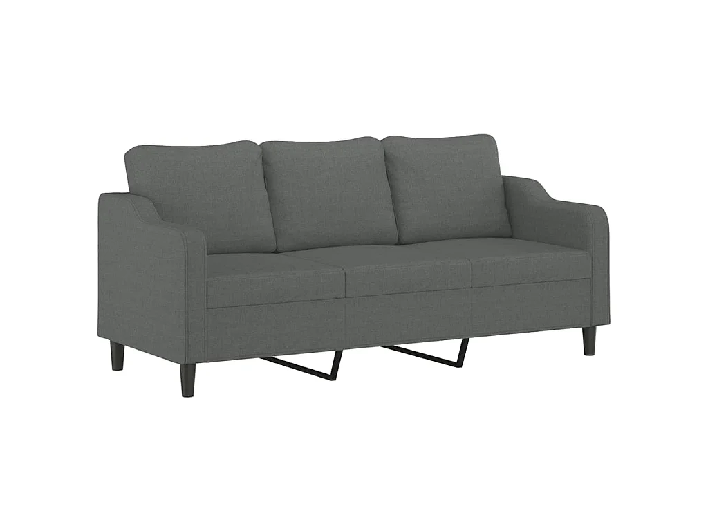 2-teiliges Sofaset mit Kissen, dunkelgrauer Stoff
