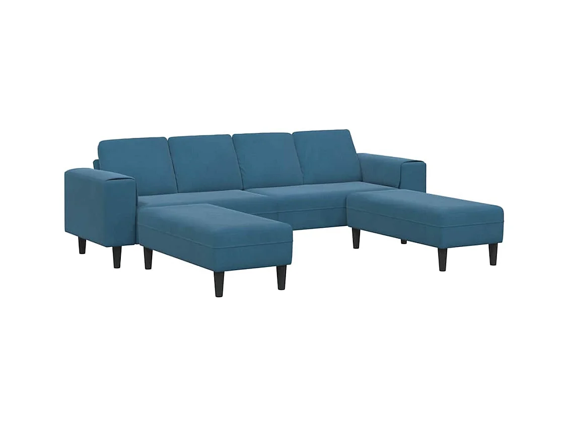 Set di divani in velluto blu da 3 pezzi