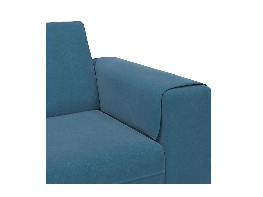 Set di divani in velluto blu da 3 pezzi