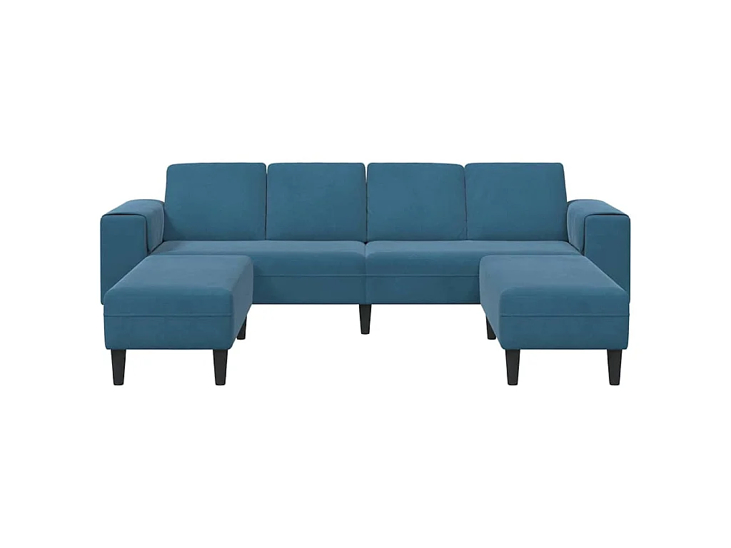 Set di divani in velluto blu da 3 pezzi
