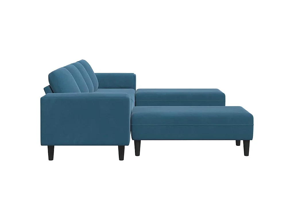 Set di divani in velluto blu da 3 pezzi