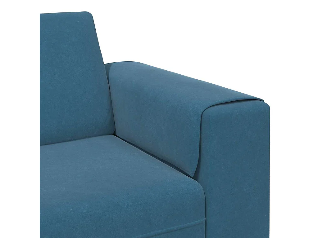 Set di divani in velluto blu da 3 pezzi