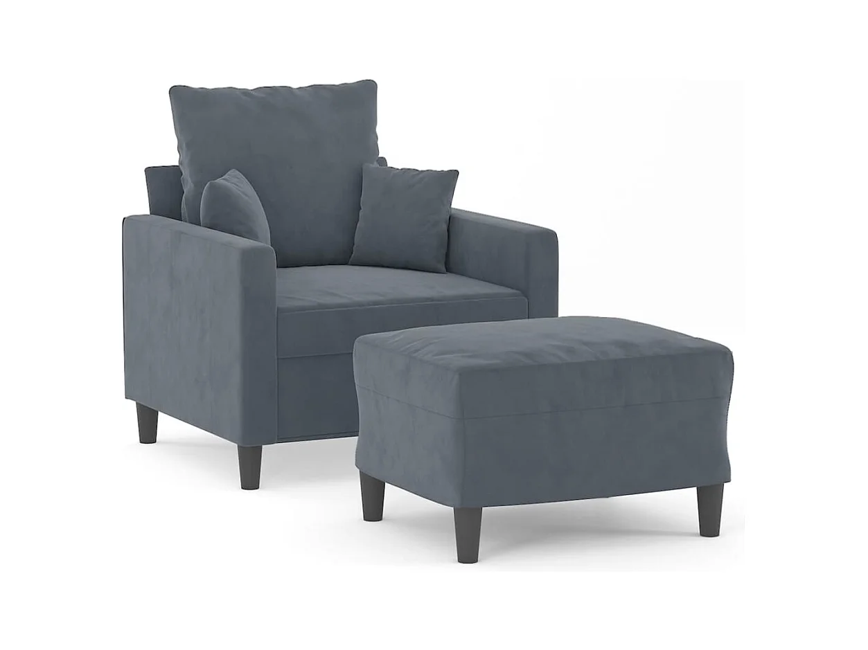 Sessel mit Fußstütze Dunkelgrau 60 cm Samt