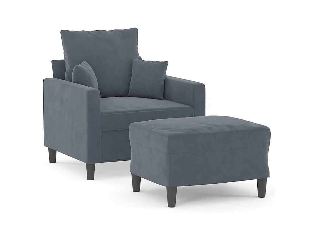 Fauteuil avec repose-pied Gris foncé 60 cm Velours
